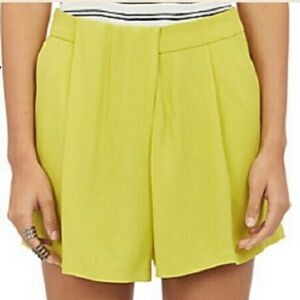 Chartreuse Pleated Draped Shorts NWT A.L.C. Dello High Waist Size 4